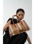 Sac à main en cuir Lyn camel - 34x22x15cm