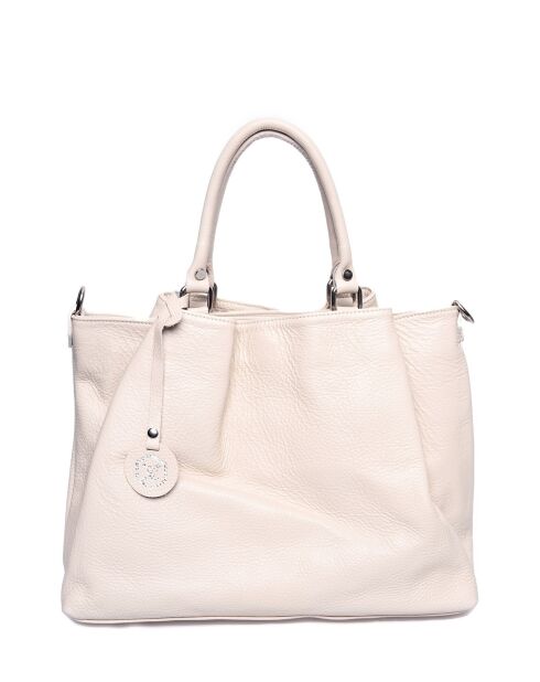 SS26 LV 1536 beigefarbene Lederhandtasche - 28x39x17 cm