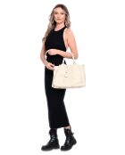 SS26 LV 1536 beigefarbene Lederhandtasche - 28x39x17 cm
