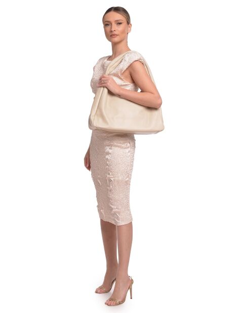 Sac hobo en cuir SS26 RM 144 beige - 24x41.5x10.5 cm