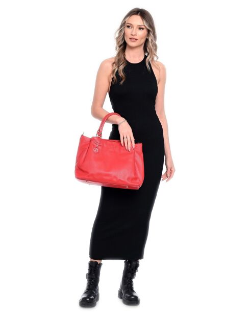SS26 LV 1536 rote Lederhandtasche - 28x39x17 cm