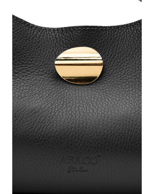 Vera Schultertasche aus schwarzem Leder - 23x18x11cm