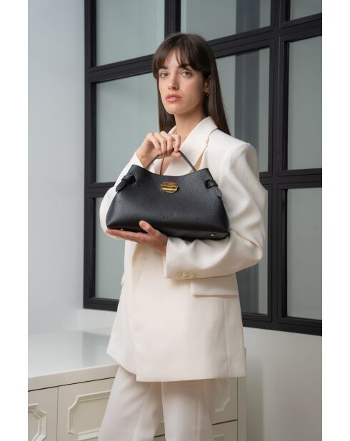 Vera Schultertasche aus schwarzem Leder - 23x18x11cm