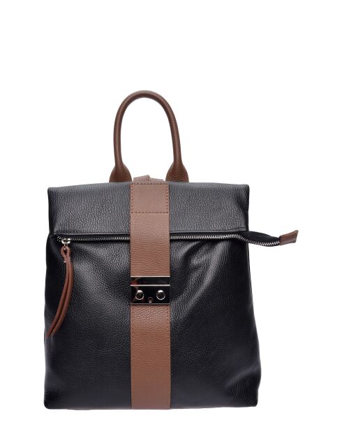 Mochila SS26 LV 128 de piel negro/marrón - 31x34x10 cm