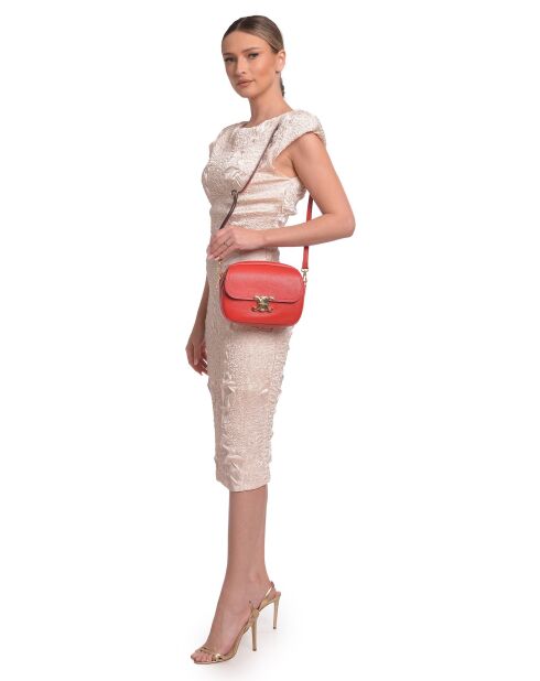 SS26 LV 130 Schultertasche aus rotem Leder - 17x22x7 cm