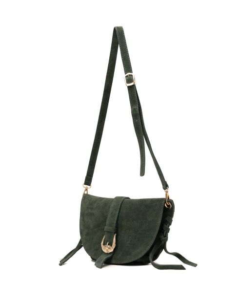 Dunkelgrüne Schultertasche Texas aus Leder - 29x22x4cm