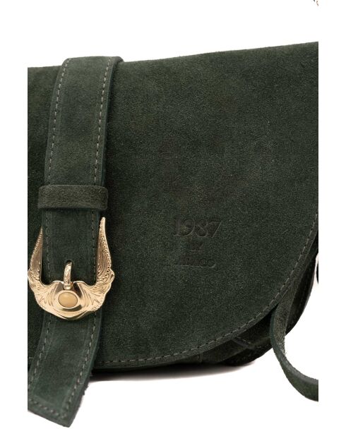 Dunkelgrüne Schultertasche Texas aus Leder - 29x22x4cm