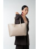 Sac cabas en cuir Sola taupe - 48x29x14cm
