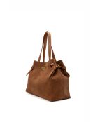 Schultertasche Vera Suede aus kamelfarbenem Leder - 28x25x15cm