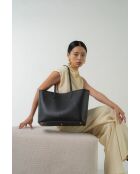 Sac cabas en cuir Sola noir - 48x29x14cm