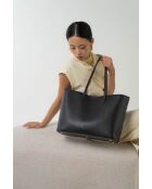 Sac cabas en cuir Sola noir - 48x29x14cm