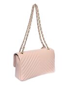 SS26 RM 2213 Schultertasche aus puderfarbenem Leder, 16 x 27,5 x 7,5 cm