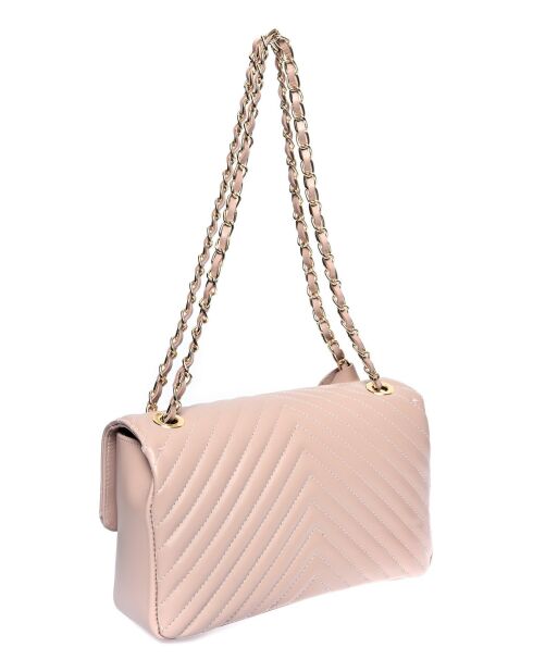SS26 RM 2213 Schultertasche aus puderfarbenem Leder, 16 x 27,5 x 7,5 cm