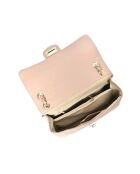 SS26 RM 2213 Schultertasche aus puderfarbenem Leder, 16 x 27,5 x 7,5 cm