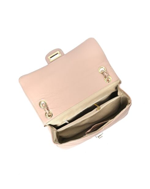SS26 RM 2213 Schultertasche aus puderfarbenem Leder, 16 x 27,5 x 7,5 cm