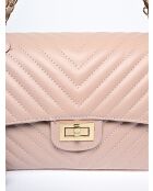 SS26 RM 2213 Schultertasche aus puderfarbenem Leder, 16 x 27,5 x 7,5 cm