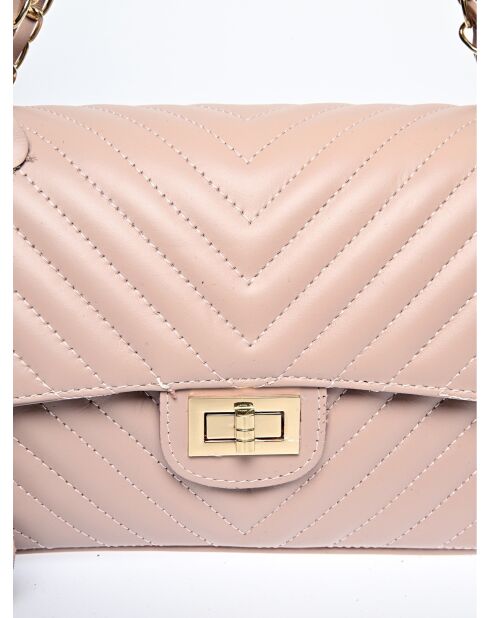 SS26 RM 2213 Schultertasche aus puderfarbenem Leder, 16 x 27,5 x 7,5 cm