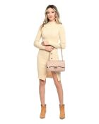 SS26 RM 2213 Schultertasche aus puderfarbenem Leder, 16 x 27,5 x 7,5 cm