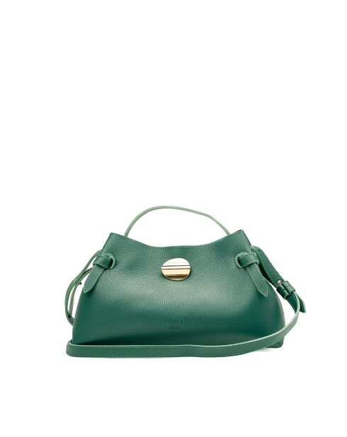 Bolso de hombro de piel verde abeto Vera - 23x18x11cm