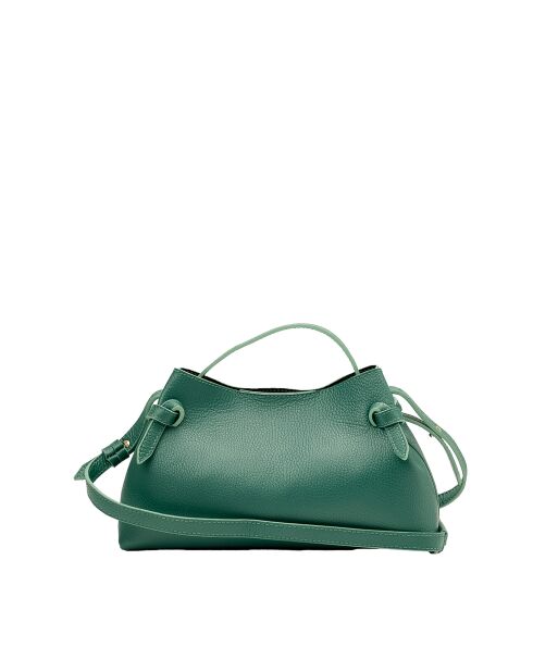 Bolso de hombro de piel verde abeto Vera - 23x18x11cm