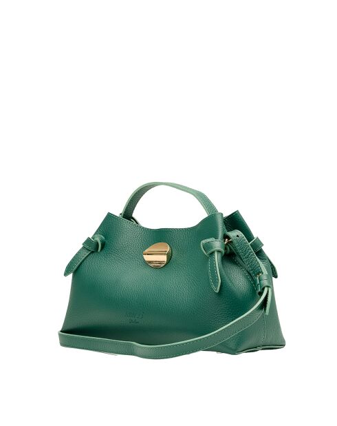 Bolso de hombro de piel verde abeto Vera - 23x18x11cm