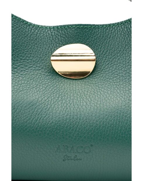 Bolso de hombro de piel verde abeto Vera - 23x18x11cm