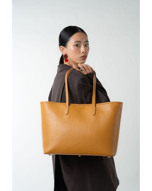 Sac cabas en cuir Sola camel - 48x29x14cm
