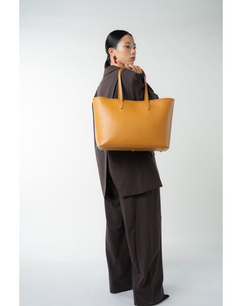 Sac cabas en cuir Sola camel - 48x29x14cm