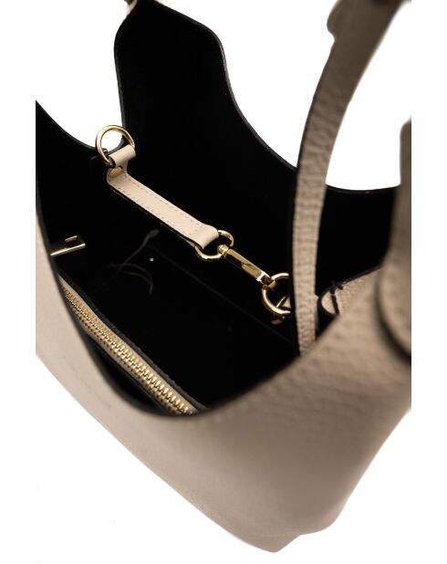 Sac à main en cuir Lola beige - 21x20.5x14.5cm