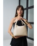 Sac à main en cuir Lola beige - 21x20.5x14.5cm