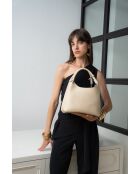 Sac à main en cuir Lola beige - 21x20.5x14.5cm