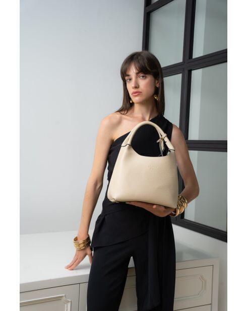 Sac à main en cuir Lola beige - 21x20.5x14.5cm