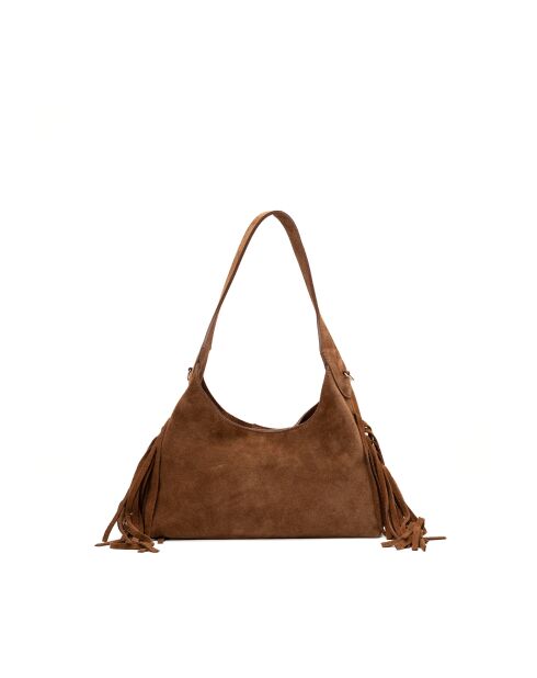 Rodeo camel leren schoudertas - 22x12x6,5cm