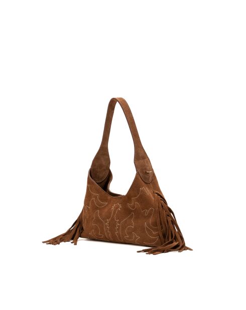 Rodeo camel leren schoudertas - 22x12x6,5cm