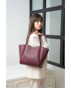Sac porte épaule en cuir Stacy bordeaux - 50x30x15cm