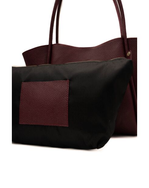 Sac porte épaule en cuir Stacy bordeaux - 50x30x15cm
