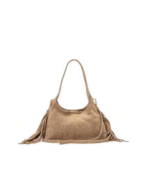 Rodeo taupe leren schoudertas - 22x12x6,5cm