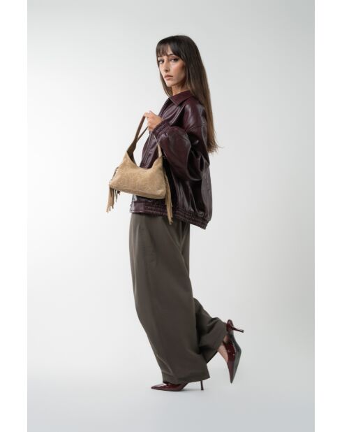 Rodeo taupe leren schoudertas - 22x12x6,5cm
