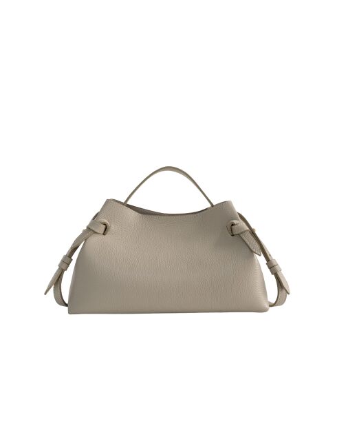 Schultertasche Vera aus taupefarbenem Leder - 23x18x11cm