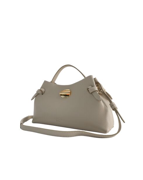 Schultertasche Vera aus taupefarbenem Leder - 23x18x11cm