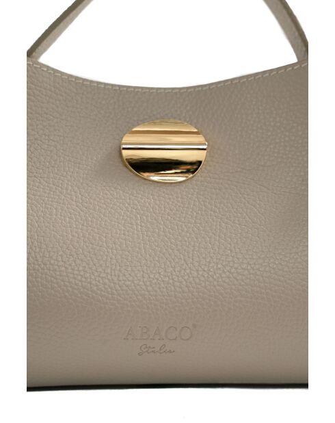 Schultertasche Vera aus taupefarbenem Leder - 23x18x11cm