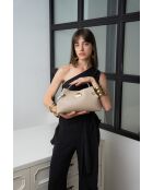 Vera taupe leren schoudertas - 23x18x11cm