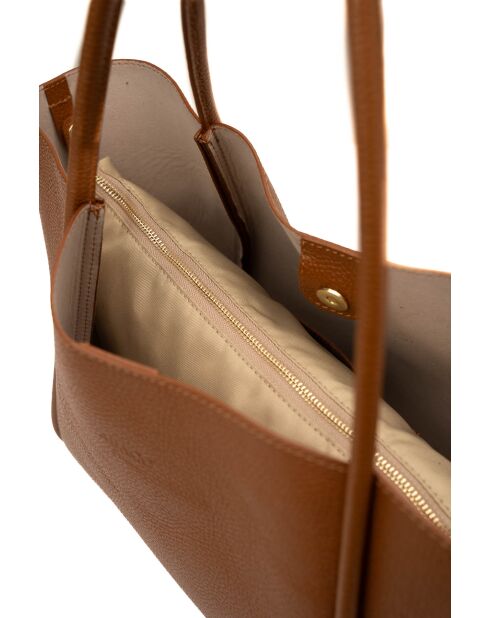 Sac porte épaule en cuir Stacy camel -50x30x15cm