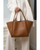 Sac porte épaule en cuir Stacy camel -50x30x15cm