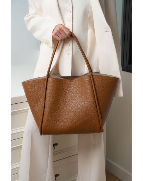 Sac porte épaule en cuir Stacy camel -50x30x15cm
