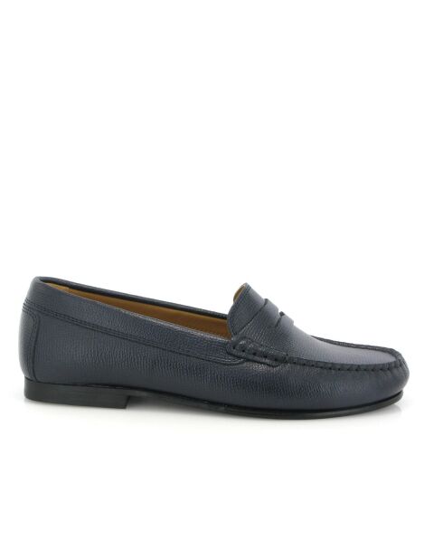 Donkerblauwe Yoki loafers van generfd leer