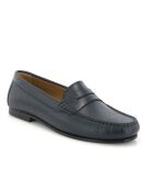 Donkerblauwe Yoki loafers van generfd leer