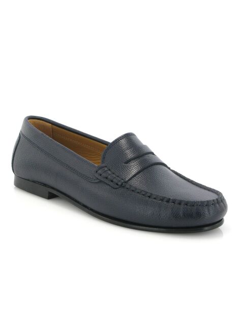 Donkerblauwe Yoki loafers van generfd leer