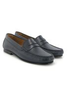 Donkerblauwe Yoki loafers van generfd leer