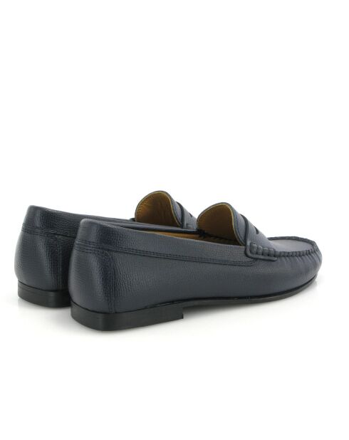 Donkerblauwe Yoki loafers van generfd leer